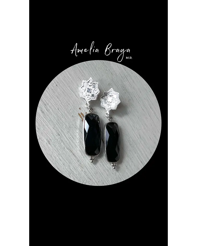Aros rectángulos ónix negro 