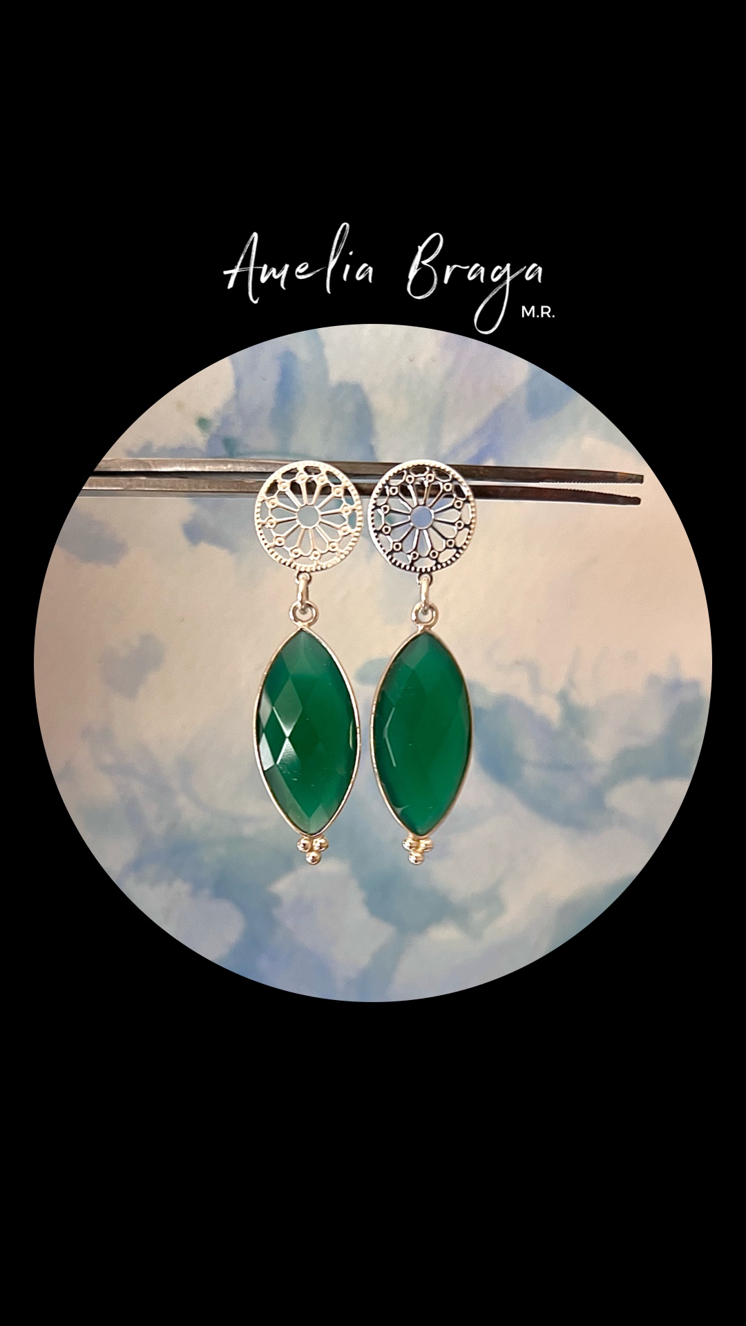 Aros marquesas ónix verde