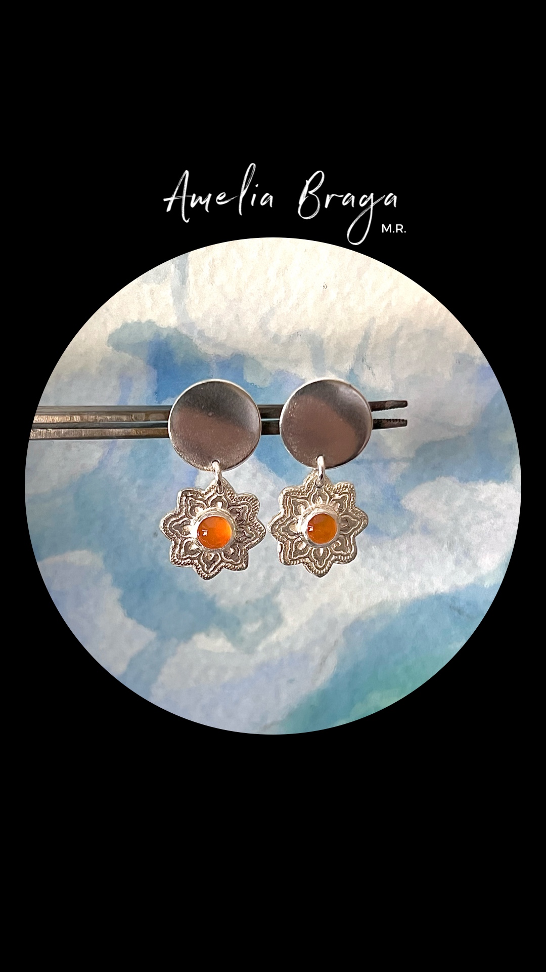 Aros flores cornalinas