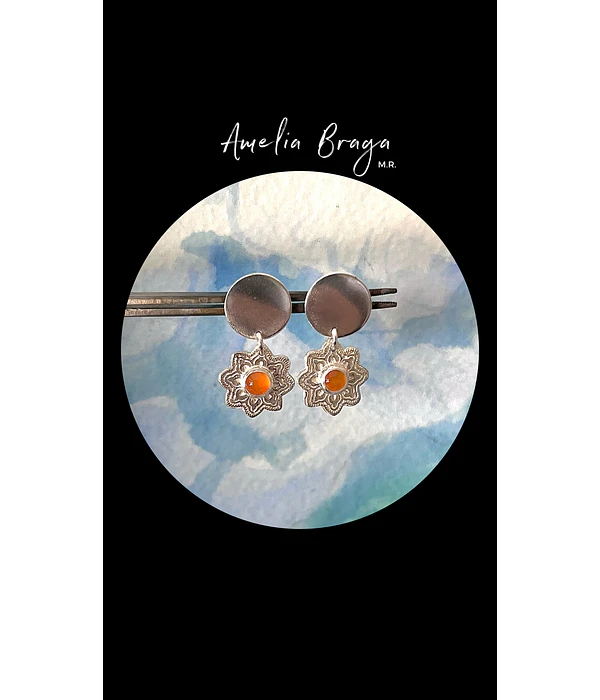 Aros flores cornalinas