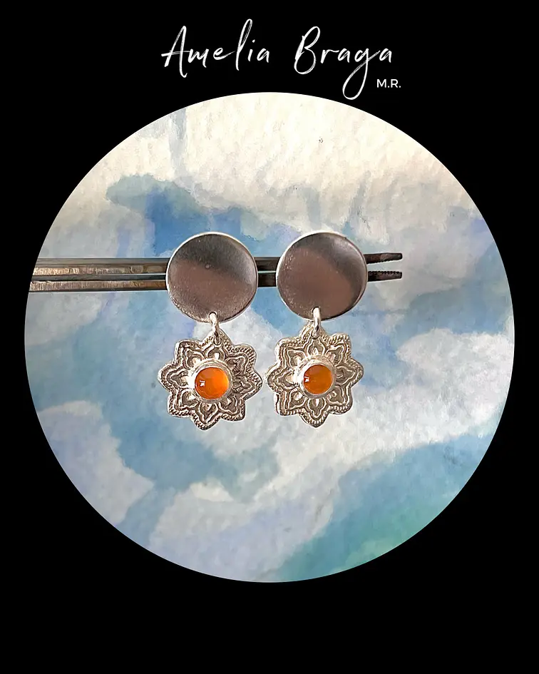 Aros flores cornalinas