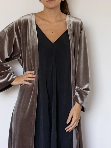 KIMONO TERCIOPELO TAUPE OSCURO