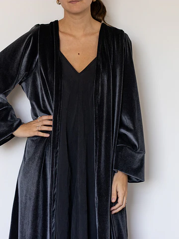 KIMONO TERCIOPELO GRIS OSCURO