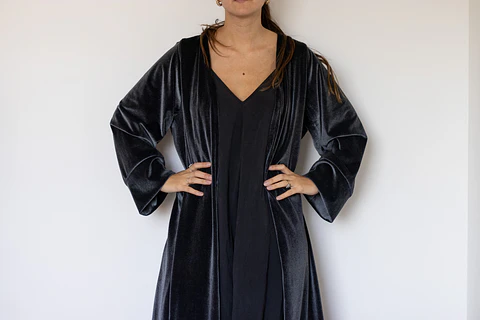 KIMONO TERCIOPELO GRIS OSCURO