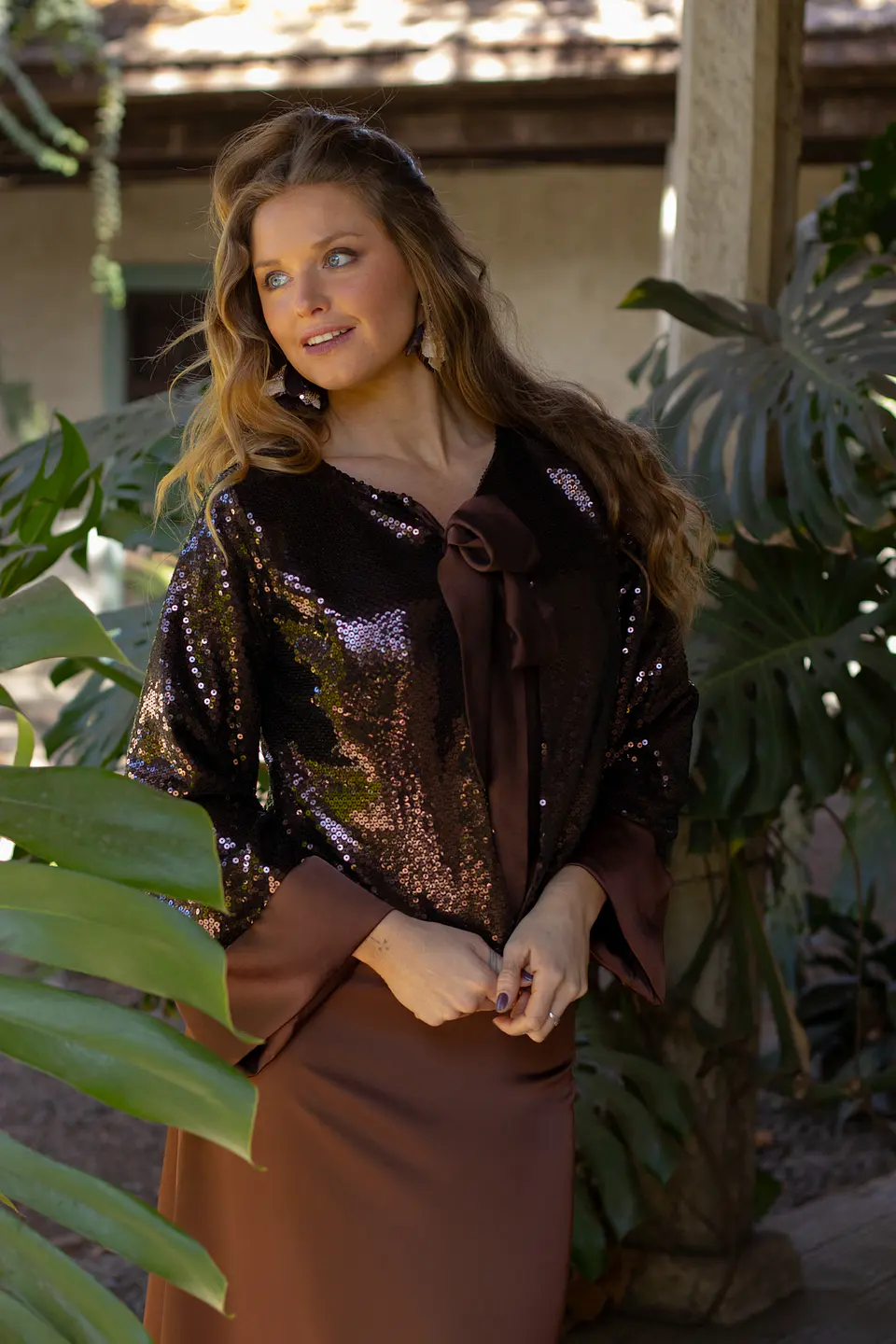 CHAQUETA BRILLOS CAFÉ 2