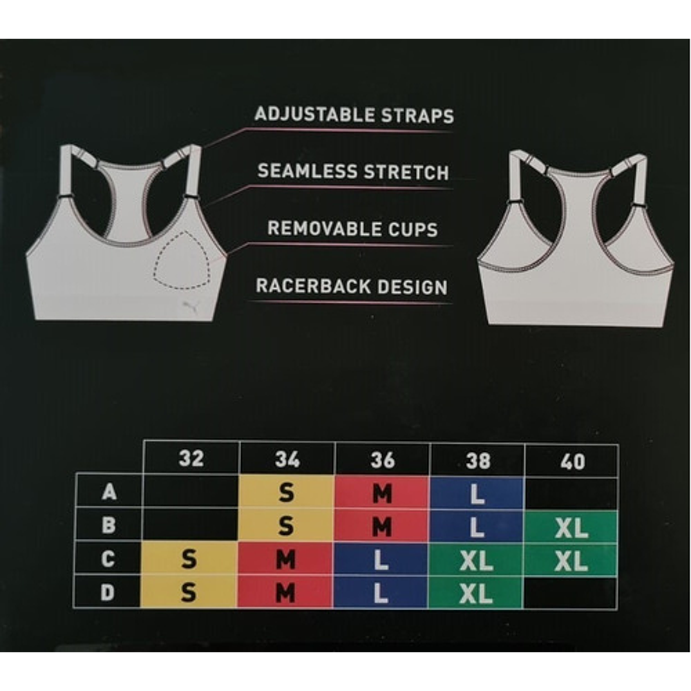 Top Puma Sport Bra 3 Pack Copa Removible 100% Original