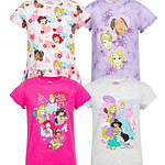 Set Playeras Niña Disney Princesas 4 Pack Original Camiseta