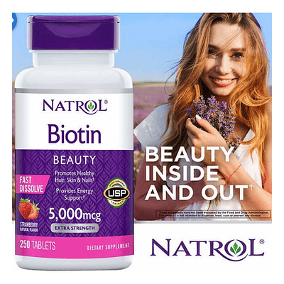 Natrol Biotina 250 Tabletas Extra Strength Cabello Piel Uñas