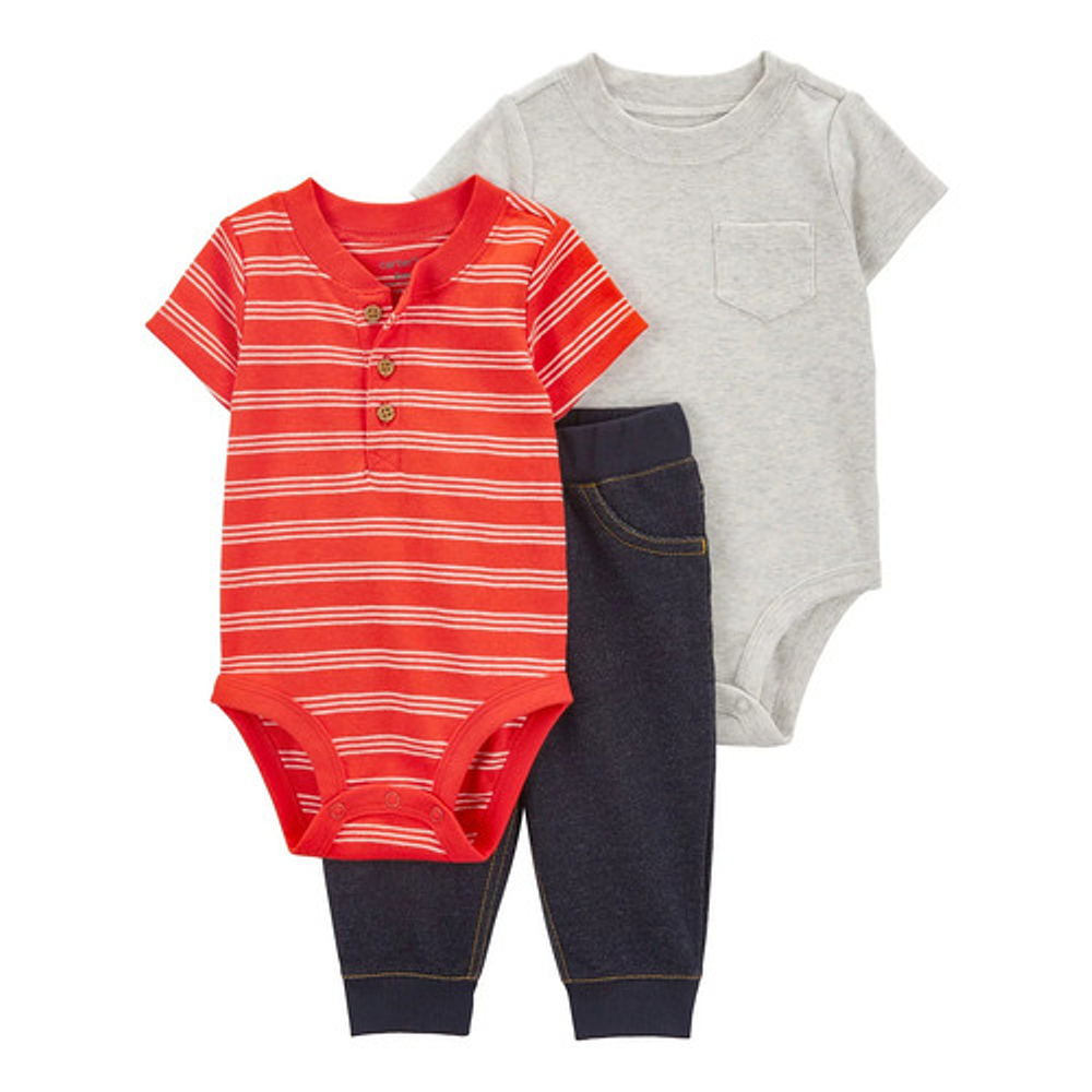 Conjunto Carters Bebe Niño Bodysuit Pant 3pz Set Original 