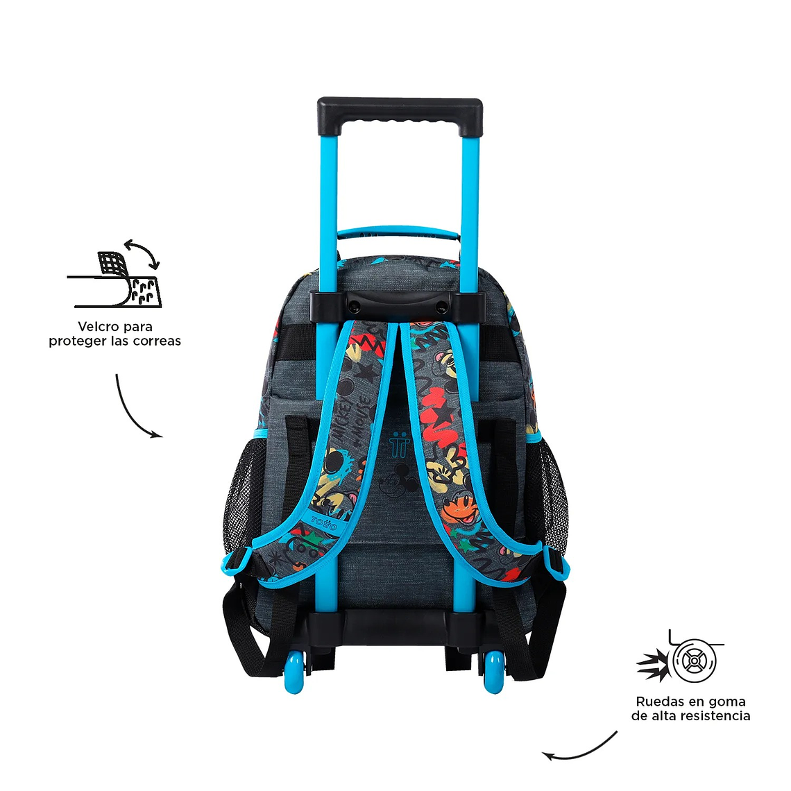 Morral con Ruedas para Niño Mickey Mediano Gris 4