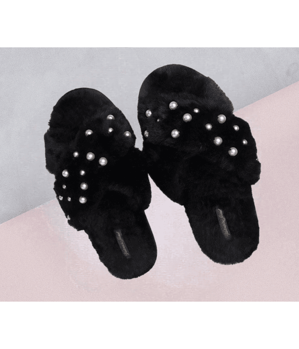 Sandalias de levantar negras con perlas talla S (35-36)