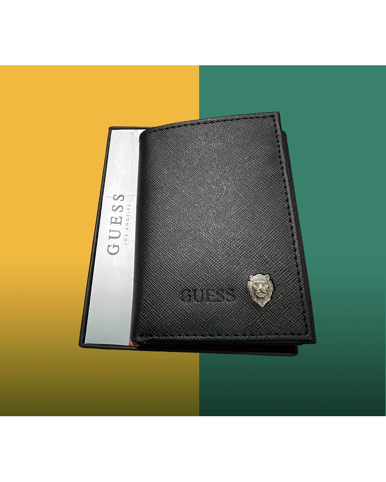 Billetera Guess Negro con Leon Vertical