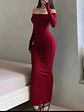 vestido cerrado largo cuello bandeja , manga larga  - Miniatura 2