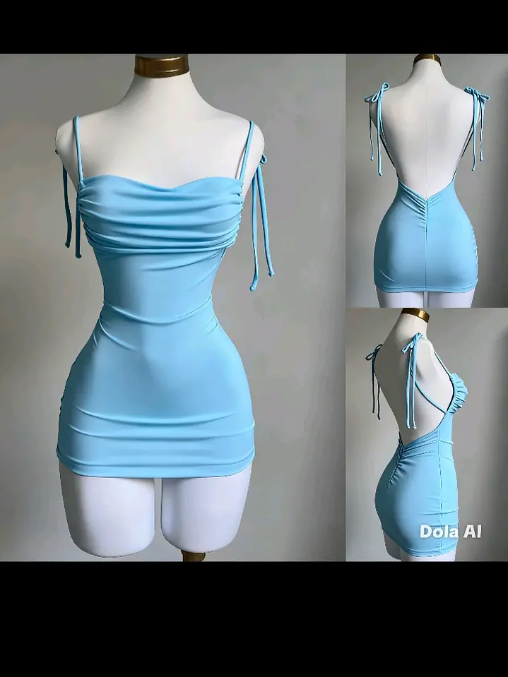 vestido corto con escote en la espalda  1