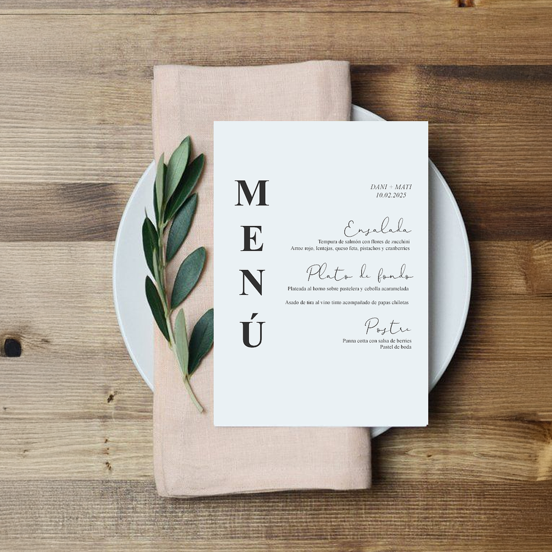Póster Menú de comida para Matrimonio – Personalizado tamaño A4 1