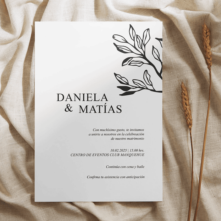 Invitación de Matrimonio Minimalista Personalizada | Diseño Elegante A5 1