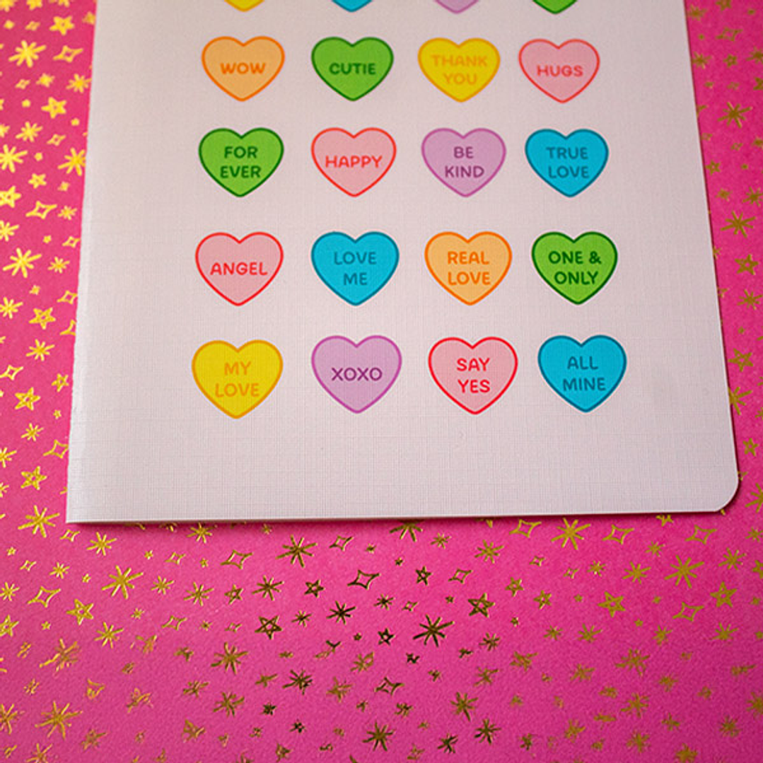 Tarjeta Dulces para parejas | Diseño romántico con corazones tipo caramelo 2