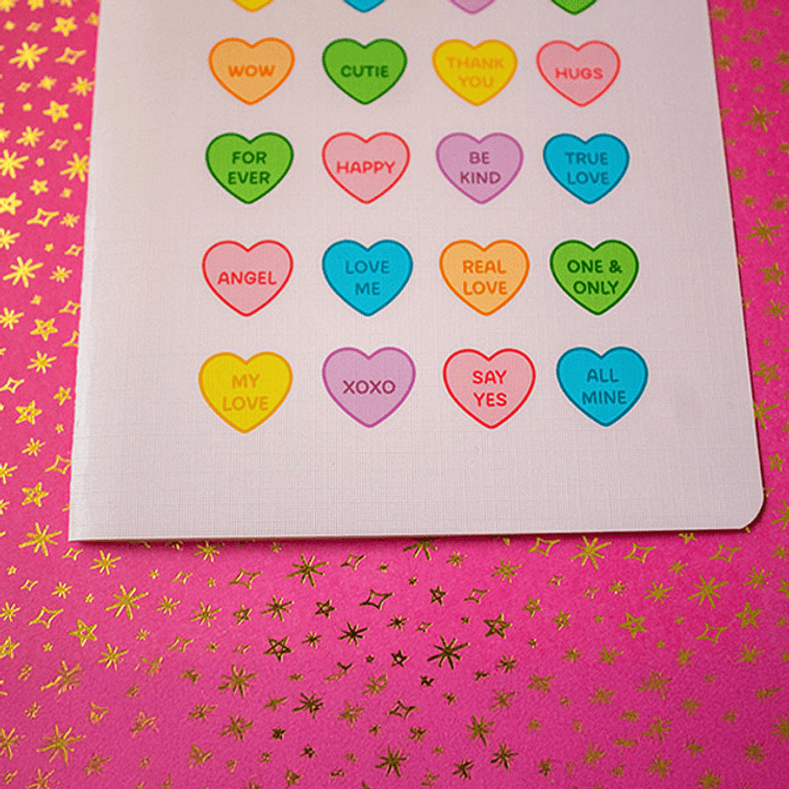 Tarjeta Dulces para parejas | Diseño romántico con corazones tipo caramelo 2