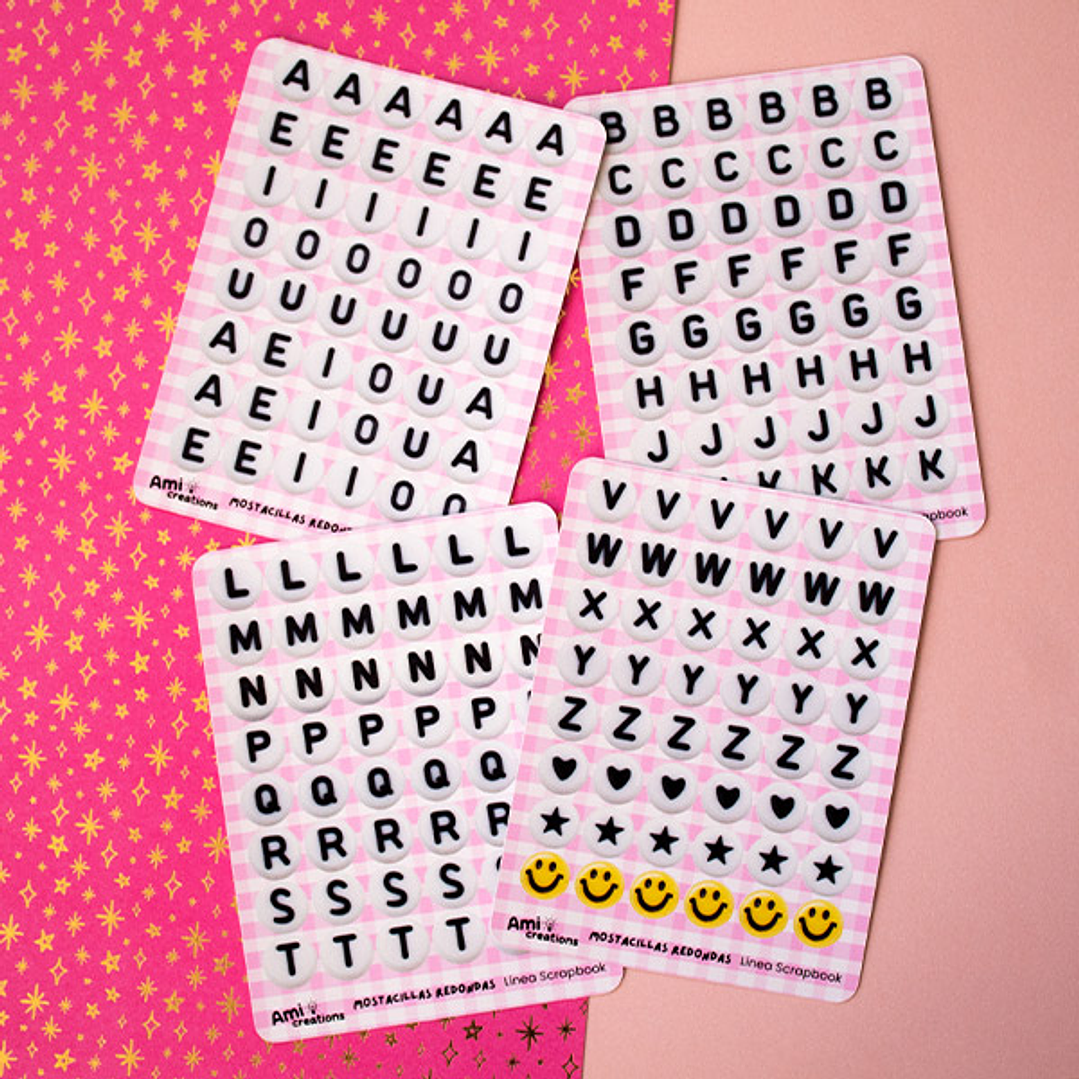 Stickers Mostacillas Redondas | Letras y símbolos para journaling y scrapbooking 1