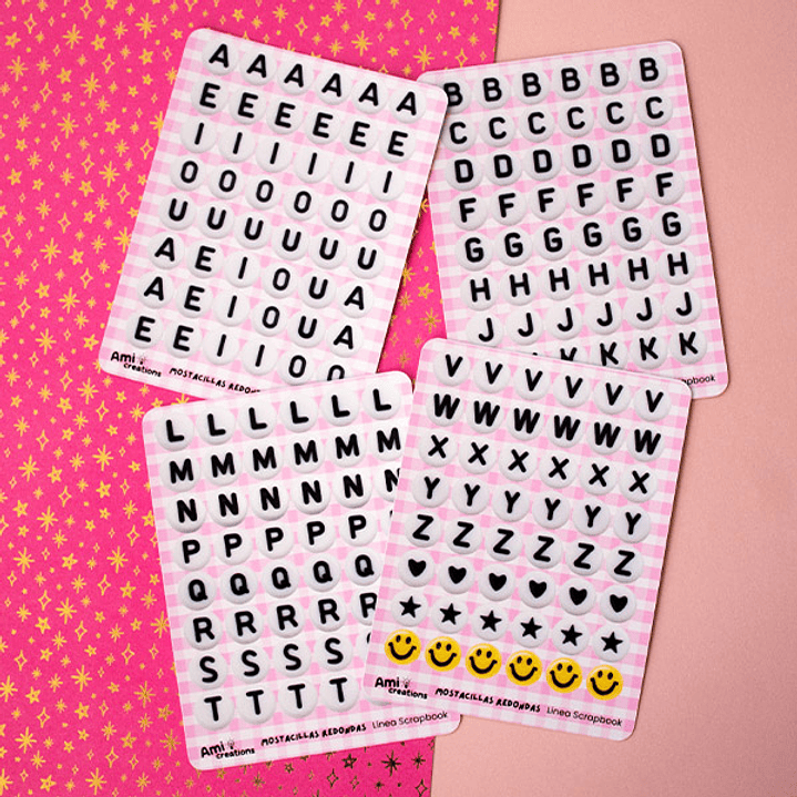 Stickers Mostacillas Redondas | Letras y símbolos para journaling y scrapbooking 1