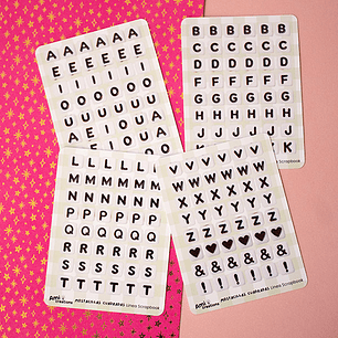 Stickers Mostacillas Cuadradas | Letras y símbolos para journaling y scrapbooking
