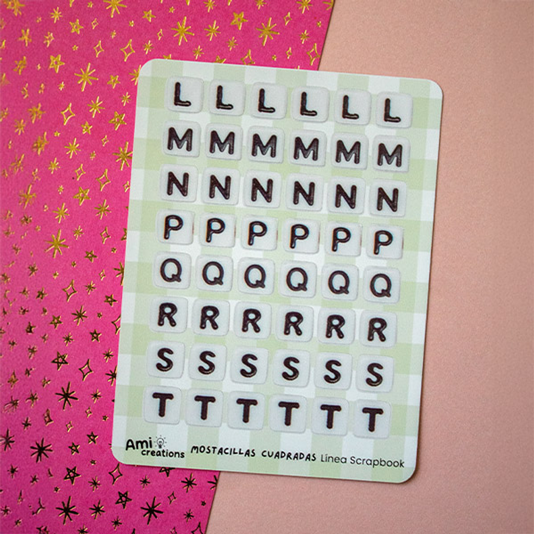 Stickers Mostacillas Cuadradas | Letras y símbolos para journaling y scrapbooking 4