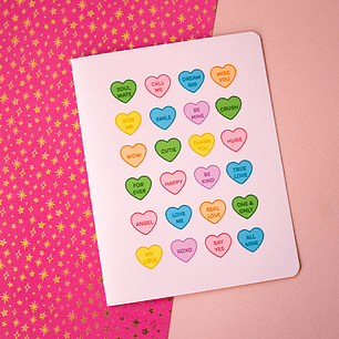 Tarjeta Dulces para parejas | Diseño romántico con corazones tipo caramelo
