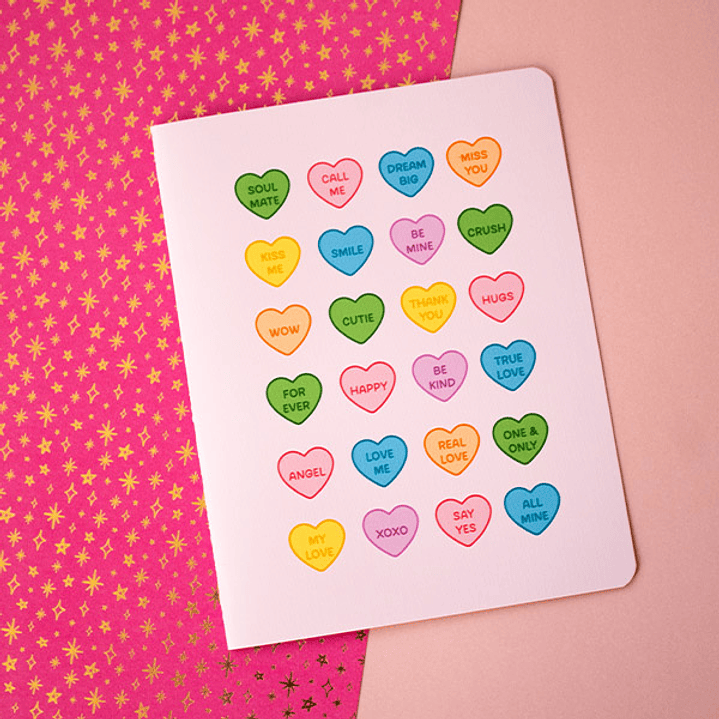 Tarjeta Dulces para parejas | Diseño romántico con corazones tipo caramelo 1