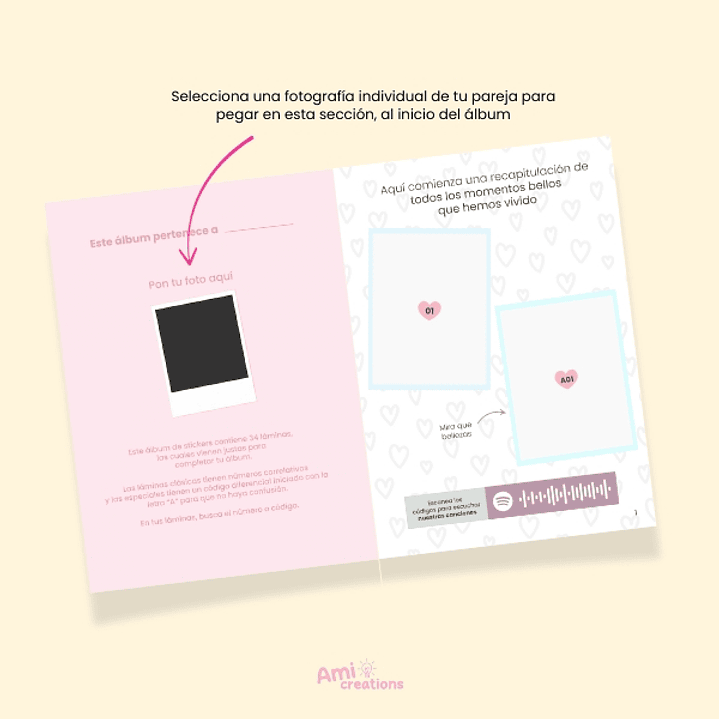 Mini álbum Pareja | 47 Láminas con fotografías y elementos personalizados 3