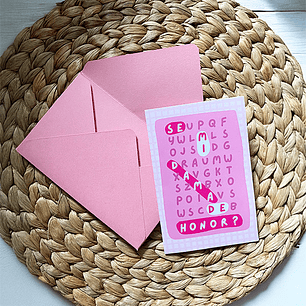 Tarjeta “¿Se mi dama de honor?” con sobre rosado | Detalle especial para tu matrimonio