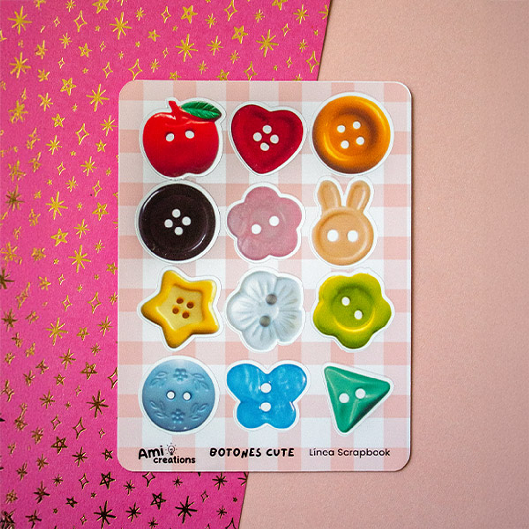 Stickers “Botones Cute” | Diseño de colores 1