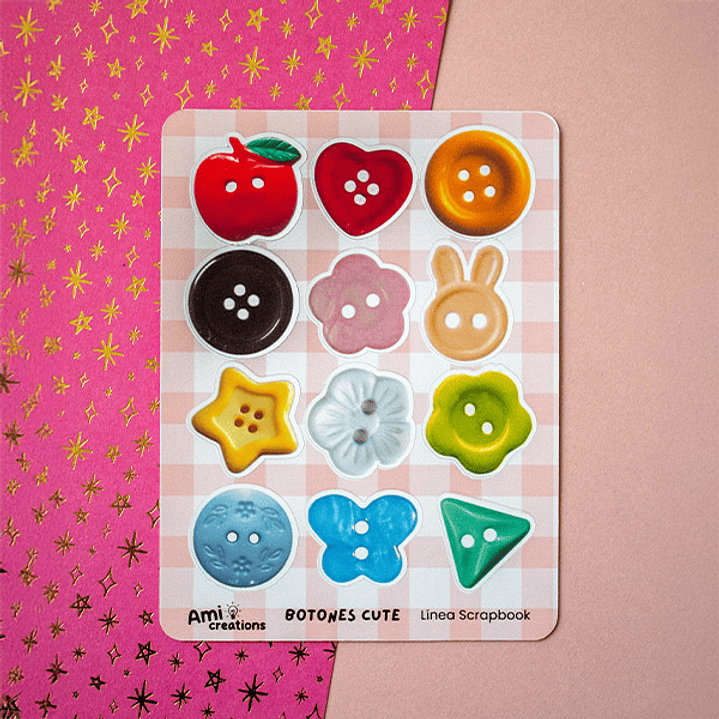Stickers “Botones Cute” | Diseño de colores 1