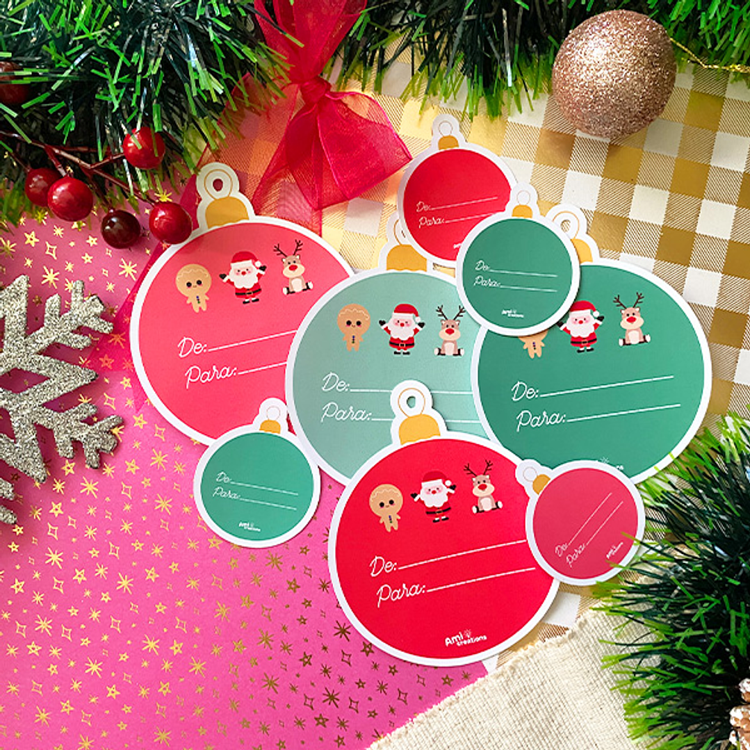 Tags Adhesivos | Diseño Esfera Navideña 1