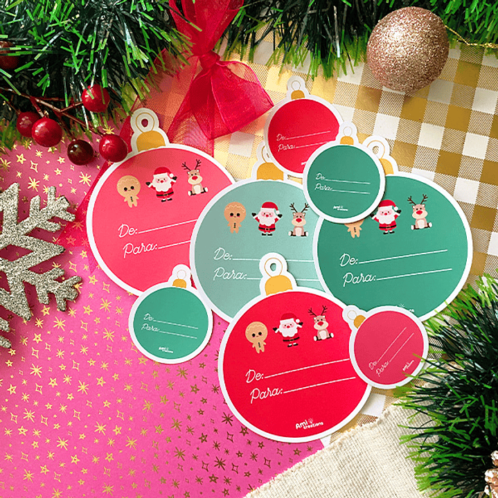Tags Adhesivos | Diseño Esfera Navideña 1