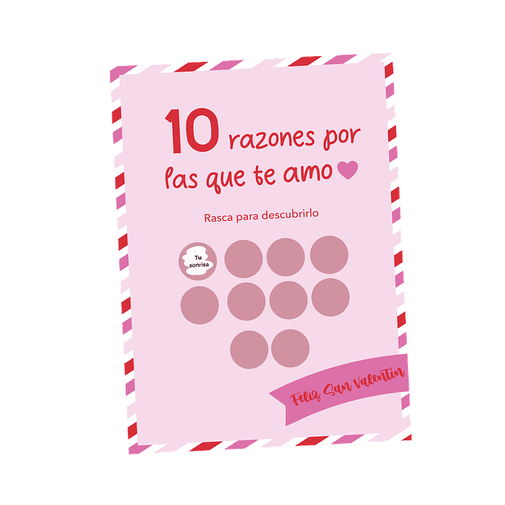 Tarjeta personalizada “10 razones” con frases bajo raspes 1