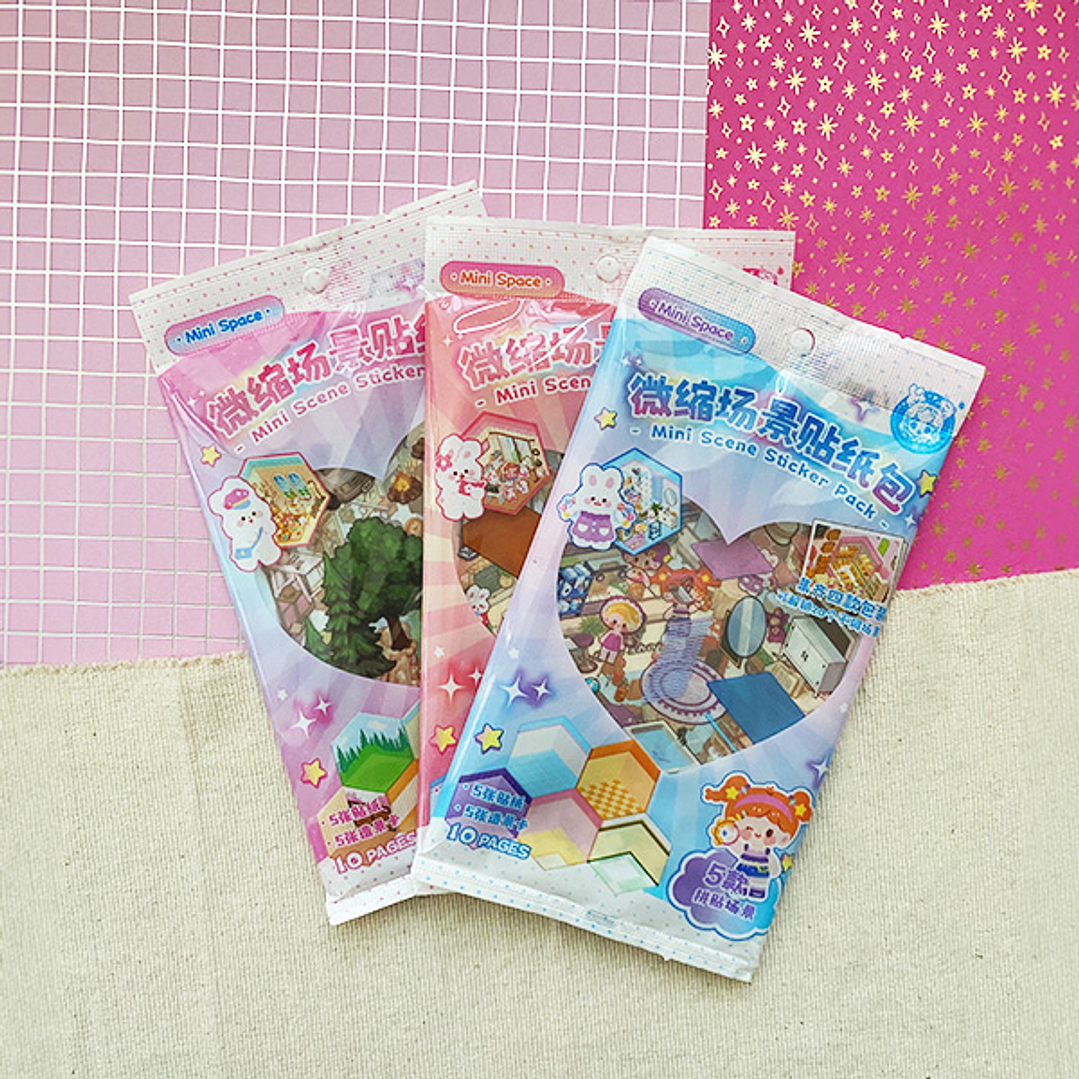 Stickers Escenarios 3D | Conejitos 1