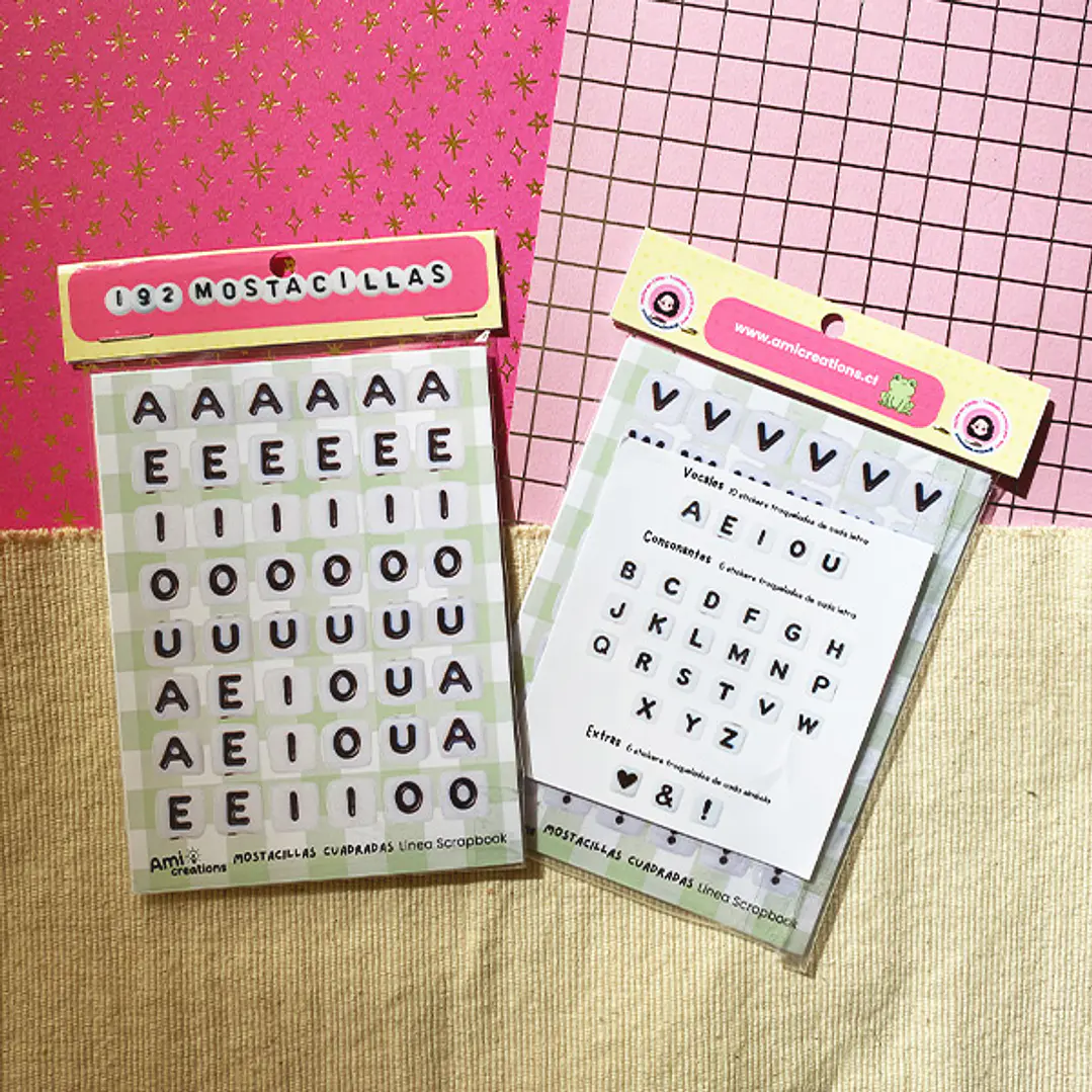 Stickers Mostacillas Cuadradas | Letras y símbolos para journaling y scrapbooking 1