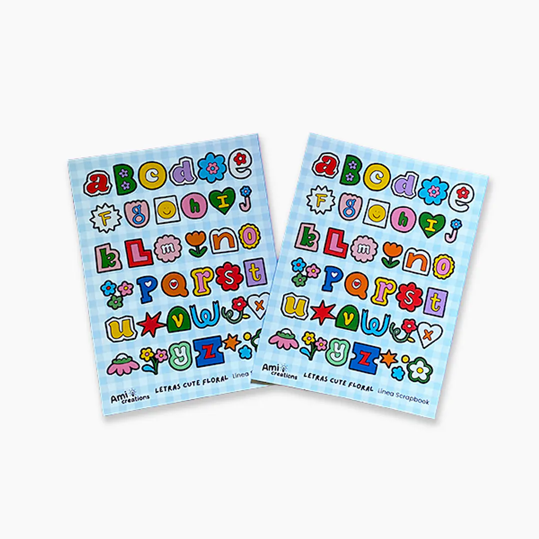 Stickers Letras Cute floral | Con corte desfasado 1