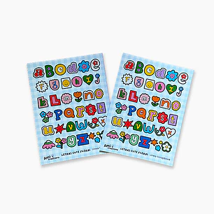 Stickers Letras Cute floral | Con corte desfasado