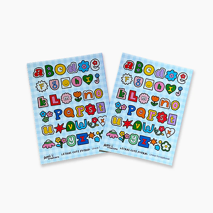 Stickers Letras Cute floral | Con corte desfasado 1