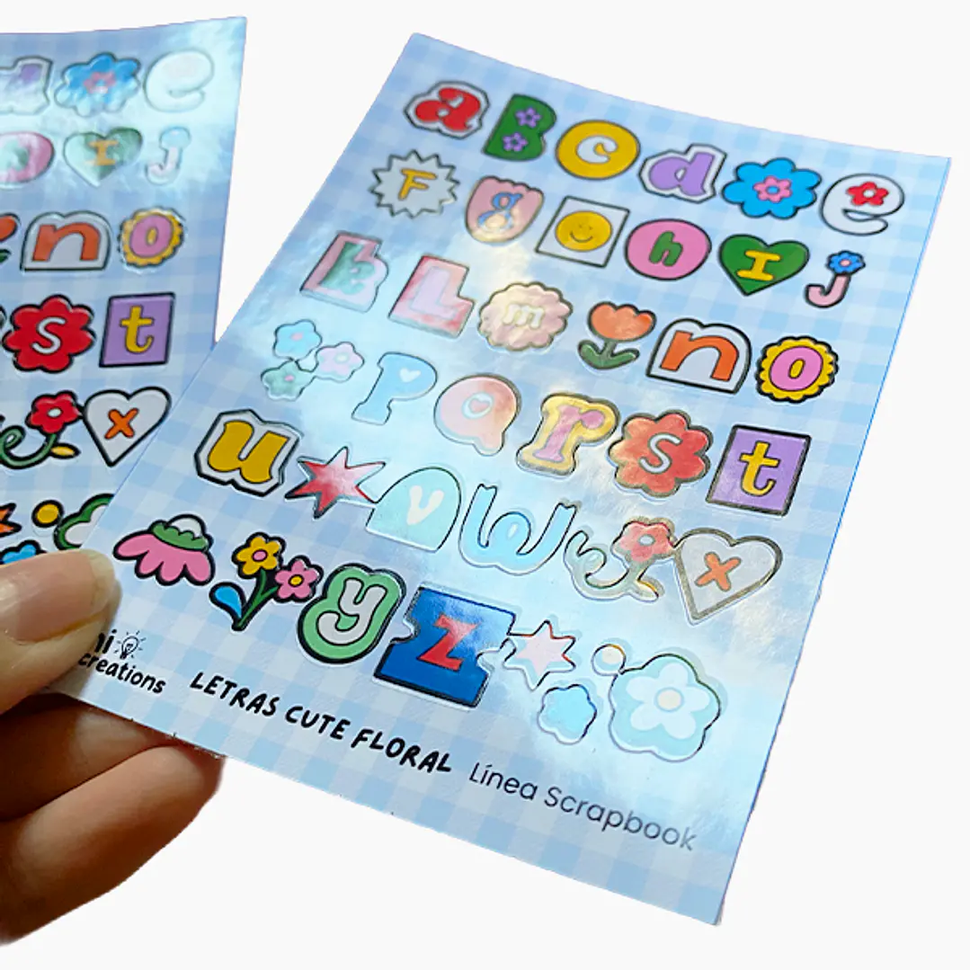 Stickers Letras Cute floral | Con corte desfasado 3