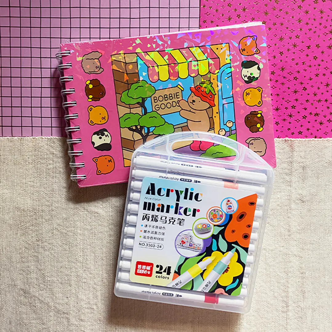 Libro para colorear + plumones acrílicos 2