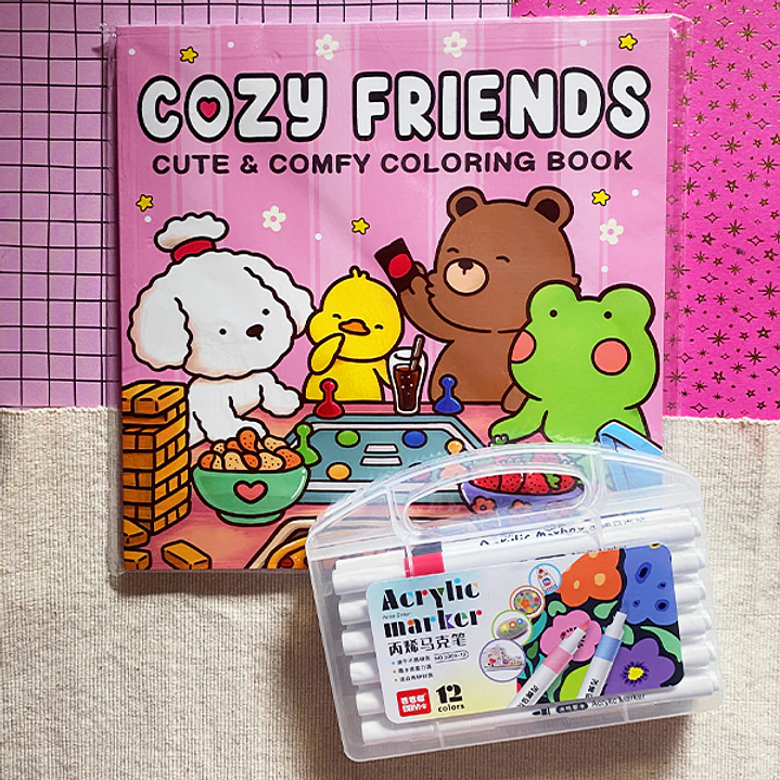 Libro para colorear + plumones acrílicos 3