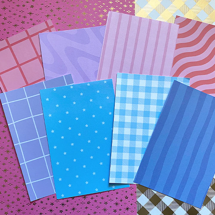 Papel decorativo para Journal | Mix Colores Fríos  2