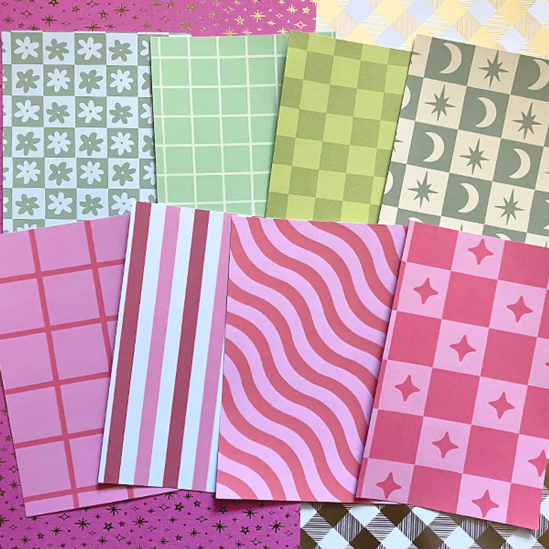Papel decorativo para Journal | Mix Verde & Rosa 2