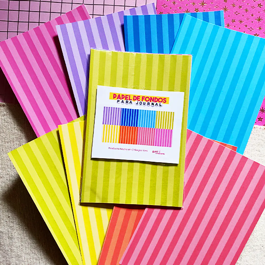 Papel decorativo para Journal | Mix Líneas Arcoíris 2