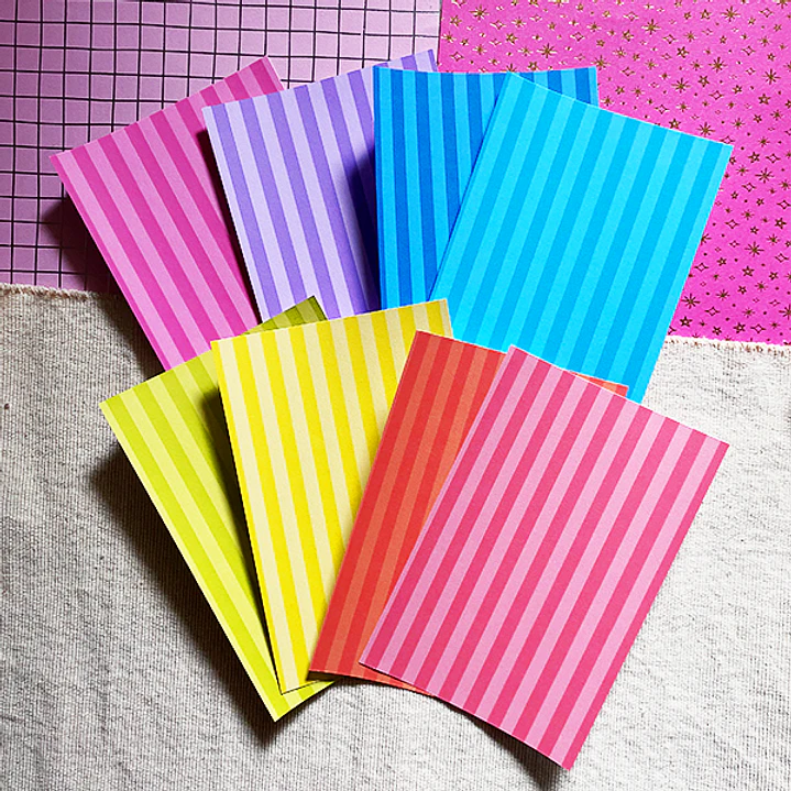 Papel decorativo para Journal | Mix Líneas Arcoíris 3