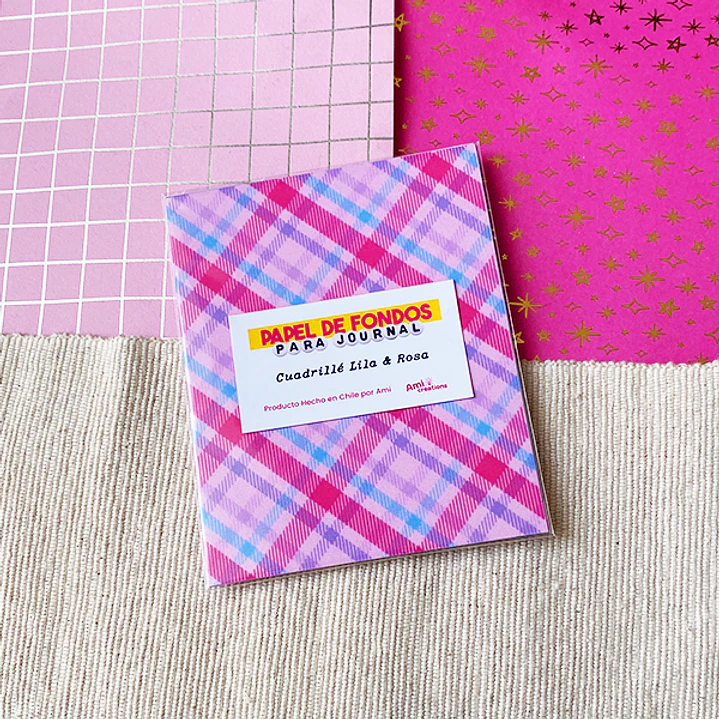 Mini Papel decorativo para Journal | Cuadrillé Lila & Rosa 2
