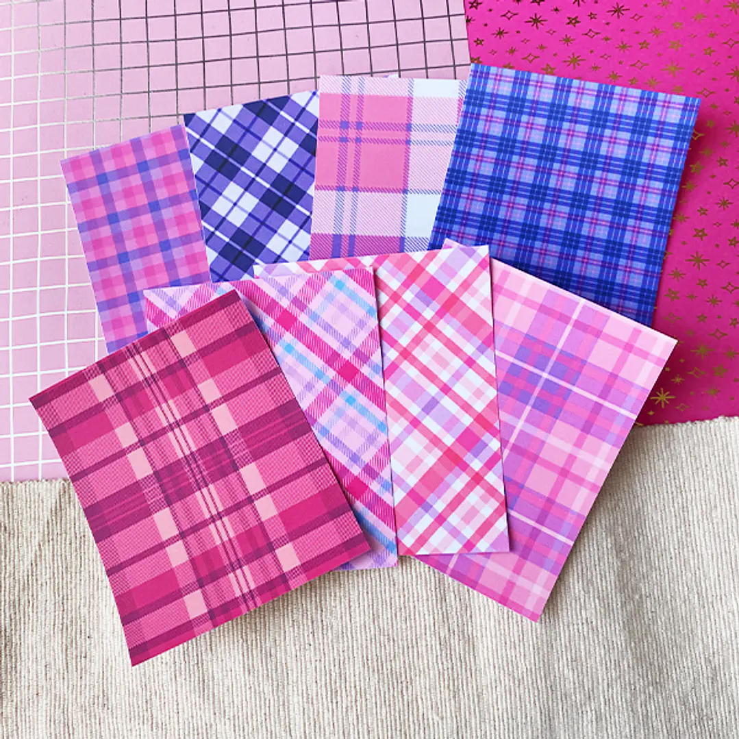 Mini Papel decorativo para Journal | Cuadrillé Lila & Rosa 3