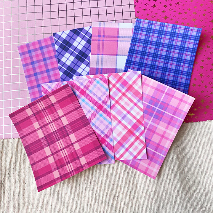 Mini Papel decorativo para Journal | Cuadrillé Lila & Rosa 3